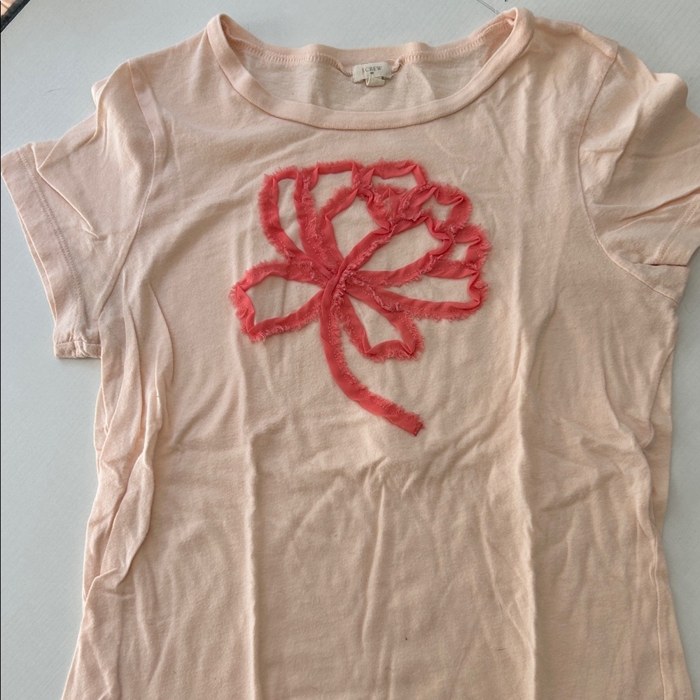 J. Crew Peach Tee with Coral Applique